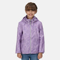 Pastel-Lilac - Pack Shot - Regatta Girls Catkin Animal Print Waterproof Jacket