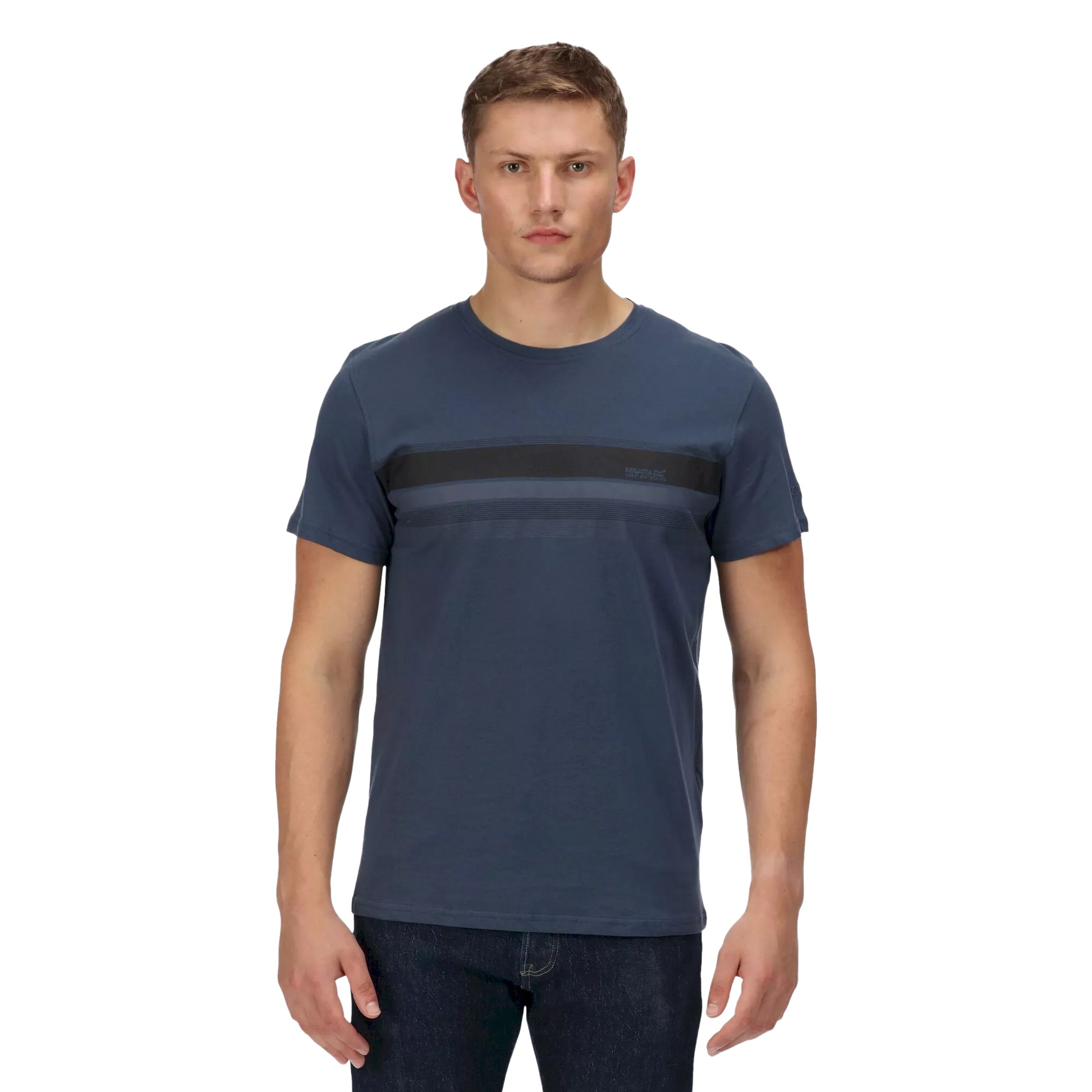 Dark Denim - Side - Regatta Mens Cline VI Whale Cotton T-Shirt