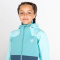 Meadowbrook Green-Aqua Splash - Close up - Dare 2B Childrens-Kids In The Lead III Recycled Waterproof Jacket