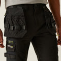 Black - Close up - Regatta Mens Infiltrate Softshell Stretch Work Trousers