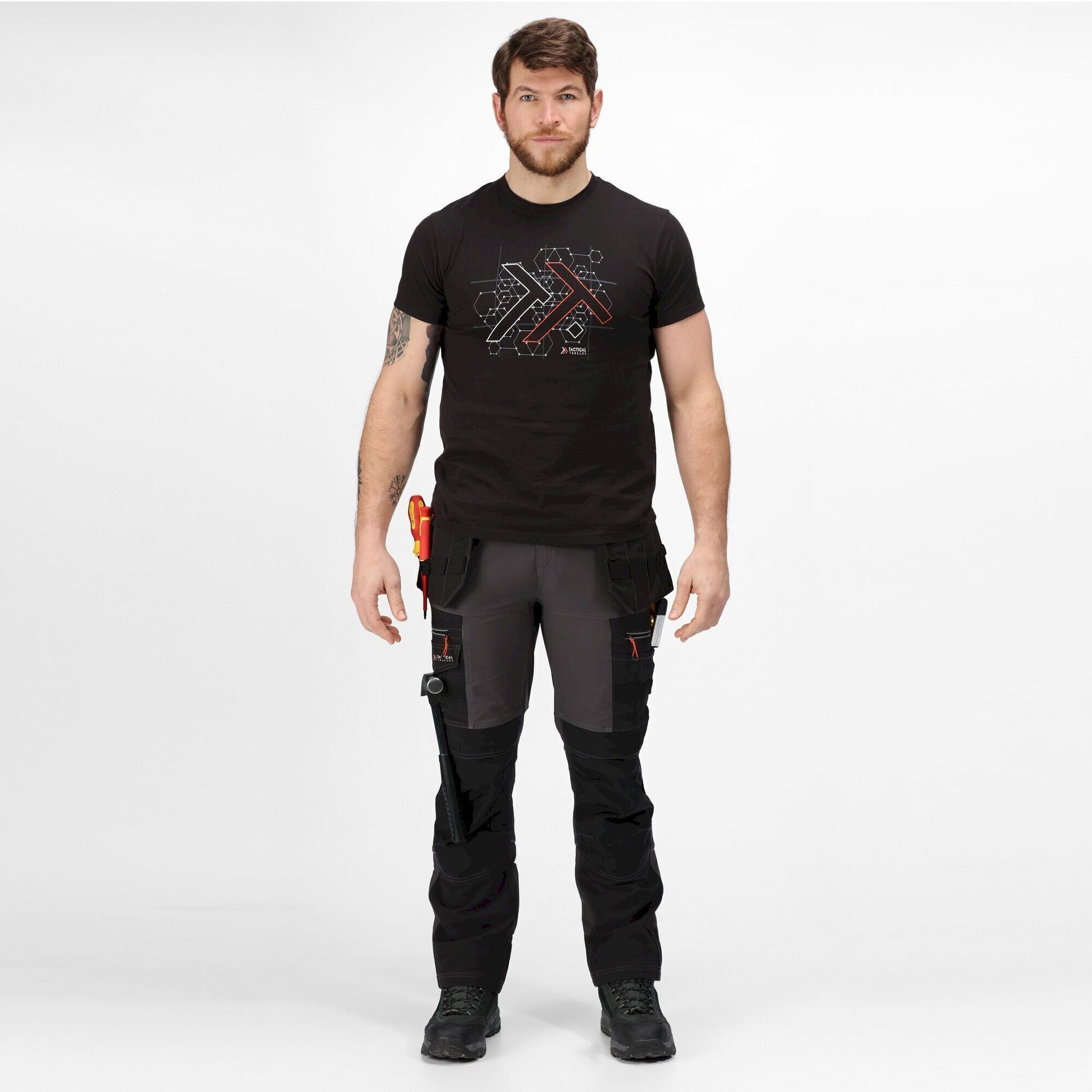 Iron-Black - Back - Regatta Mens Infiltrate Softshell Stretch Work Trousers