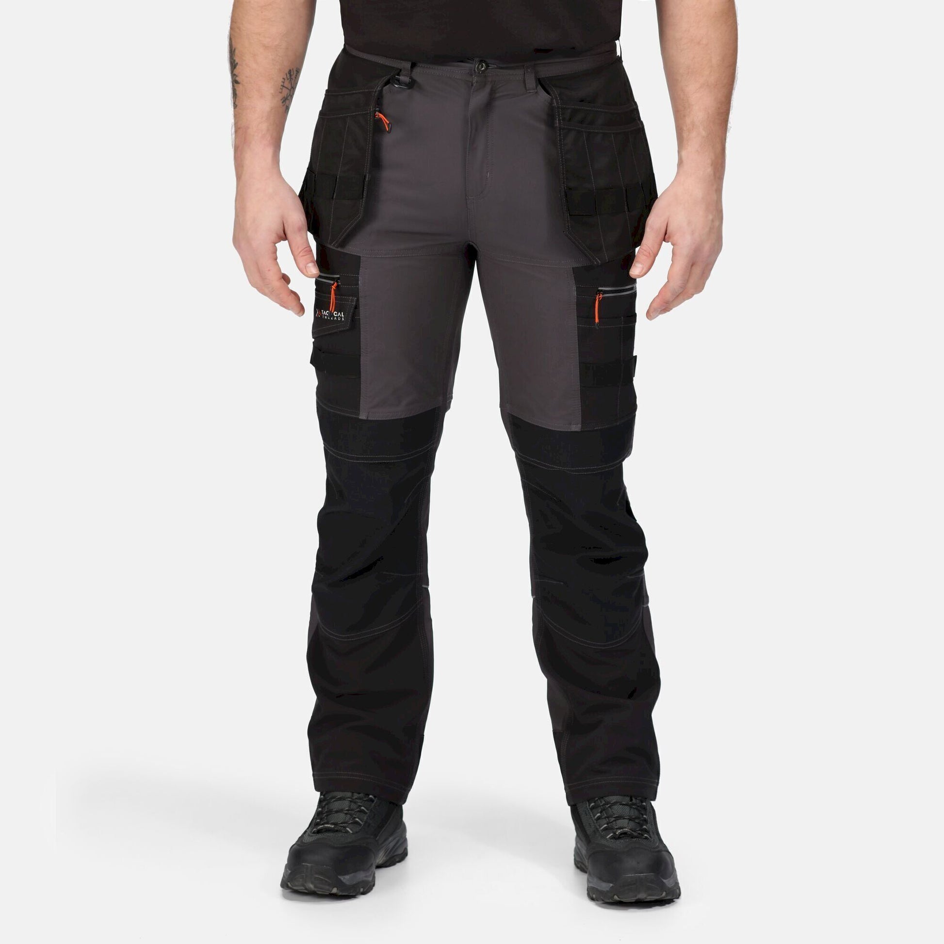 Iron-Black - Side - Regatta Mens Infiltrate Softshell Stretch Work Trousers