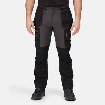 Iron-Black - Side - Regatta Mens Infiltrate Softshell Stretch Work Trousers