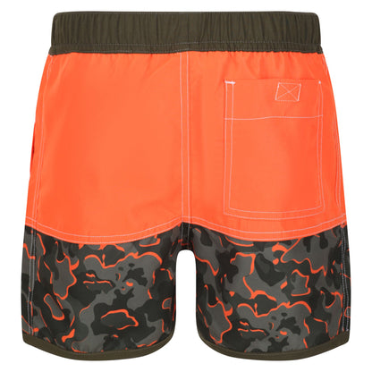 Magma Orange-Grape Leaf - Lifestyle - Regatta Childrens-Kids Sergio Camo Swim Shorts