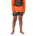 Magma Orange-Grape Leaf - Close up - Regatta Childrens-Kids Sergio Camo Swim Shorts