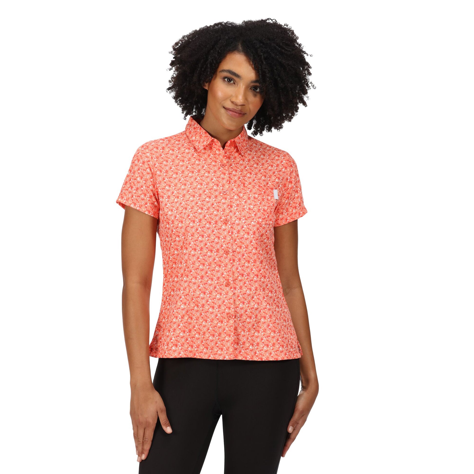 Fusion Coral - Back - Regatta Womens-Ladies Mindano VI Ditsy Print Shirt