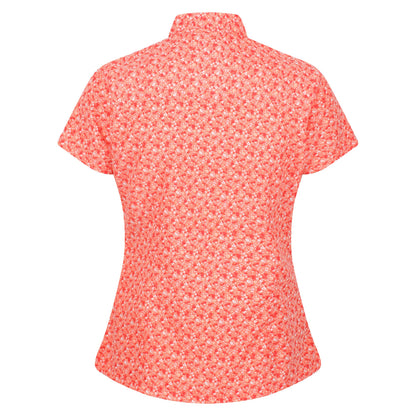 Fusion Coral - Pack Shot - Regatta Womens-Ladies Mindano VI Ditsy Print Shirt