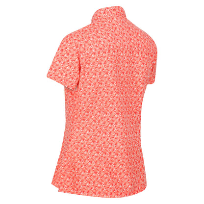Fusion Coral - Close up - Regatta Womens-Ladies Mindano VI Ditsy Print Shirt