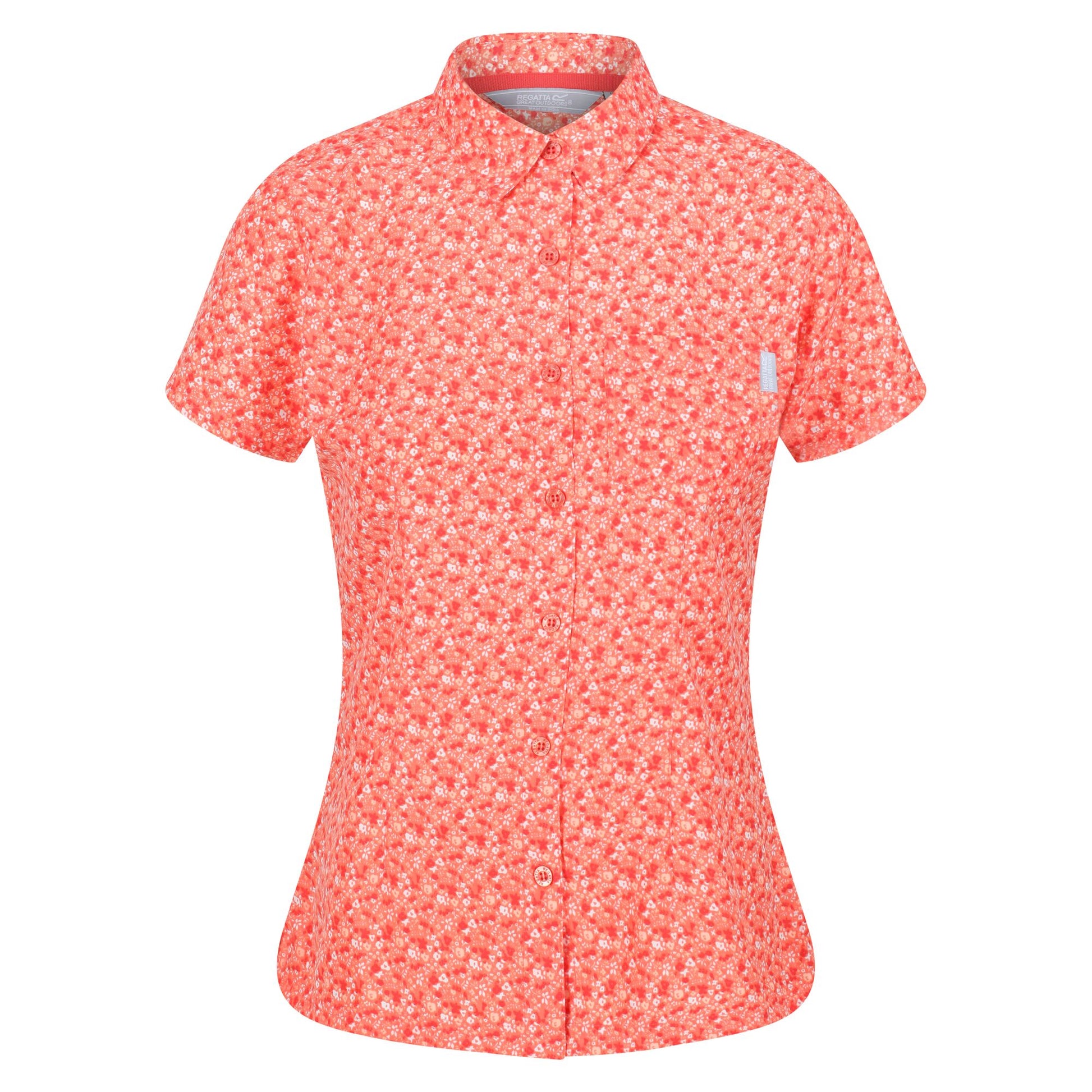 Fusion Coral - Front - Regatta Womens-Ladies Mindano VI Ditsy Print Shirt