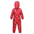 True Red - Front - Regatta Childrens-Kids Pobble Peppa Pig Dinosaur Waterproof Puddle Suit