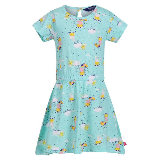 Aruba Blue - Front - Regatta Baby Girls Peppa Pig Clouds Casual Dress