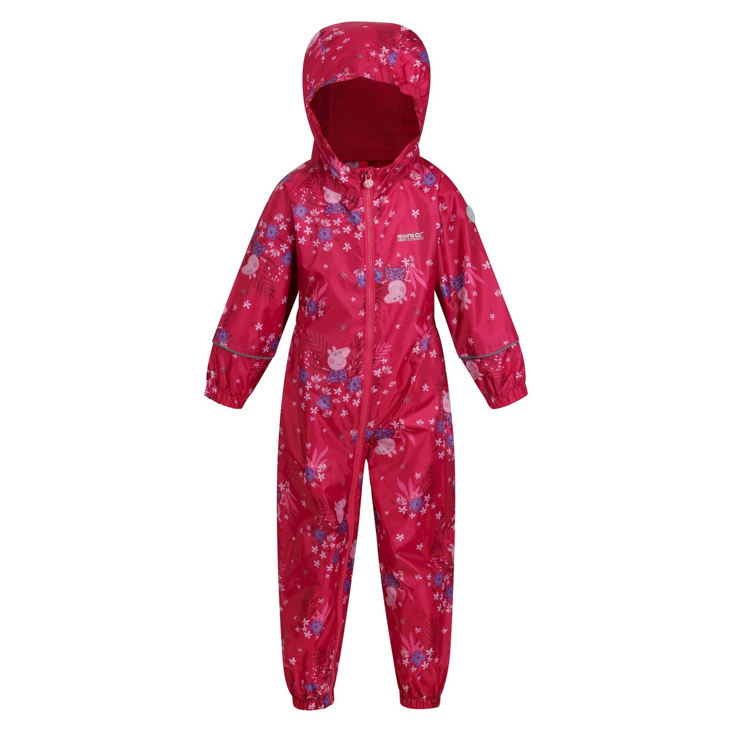 Pink Fusion - Front - Regatta Childrens-Kids Pobble Peppa Pig Floral Waterproof Puddle Suit
