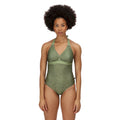 Green Fields - Front - Regatta Womens-Ladies Flavia Abstract One Piece Swimsuit