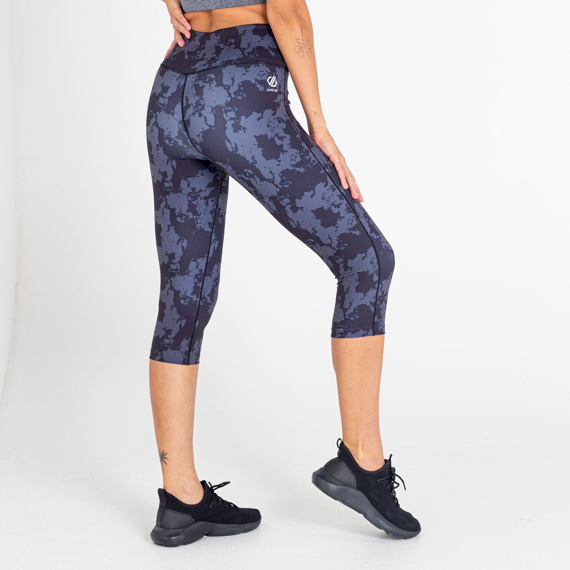 Black - Close up - Dare 2B Womens-Ladies The Laura Whitmore Edit - Influential Mirage Print 3-4 Leggings