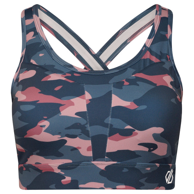 Powder Pink - Front - Dare 2B Womens-Ladies The Laura Whitmore Edit - Mantra Camo Recycled Sports Bra