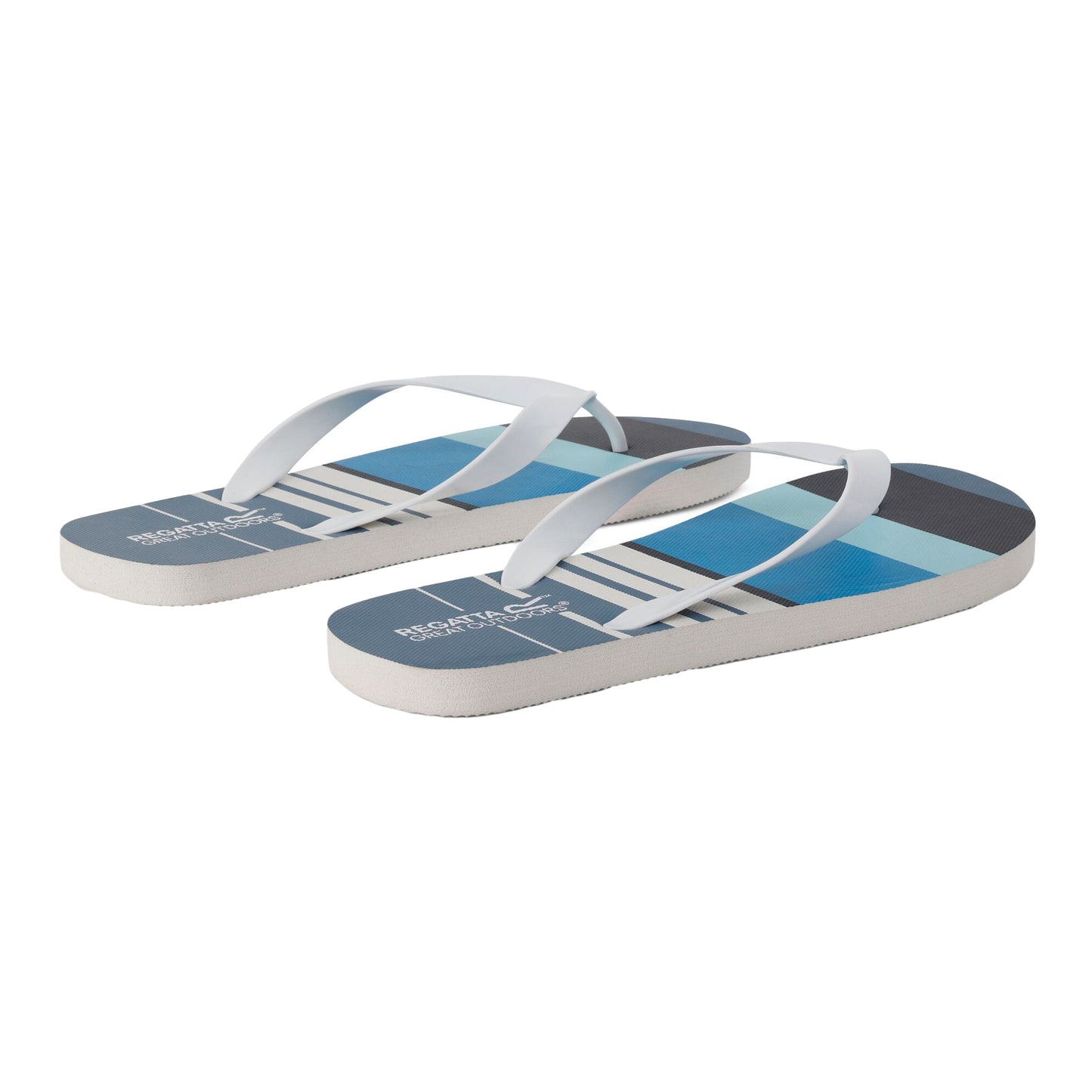 Blue - Back - Regatta Mens Bali Striped Flip Flops