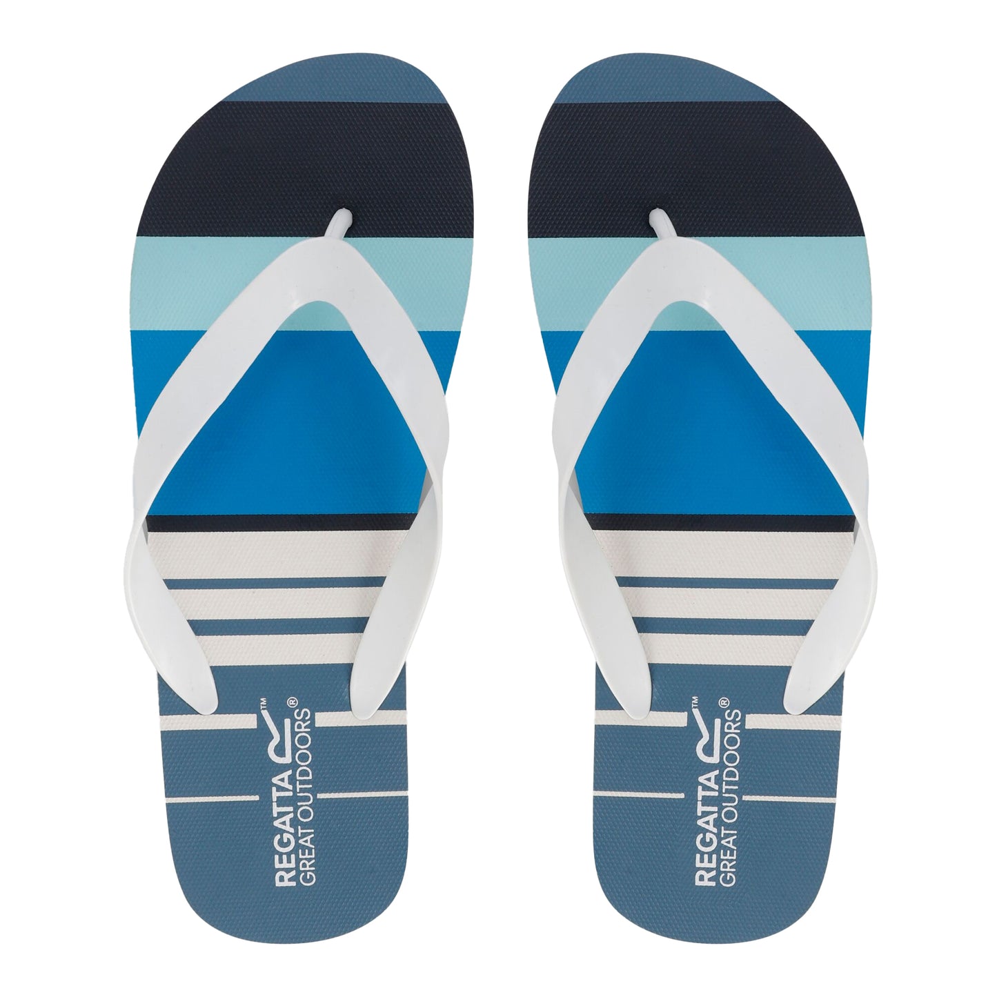 Blue - Side - Regatta Mens Bali Striped Flip Flops
