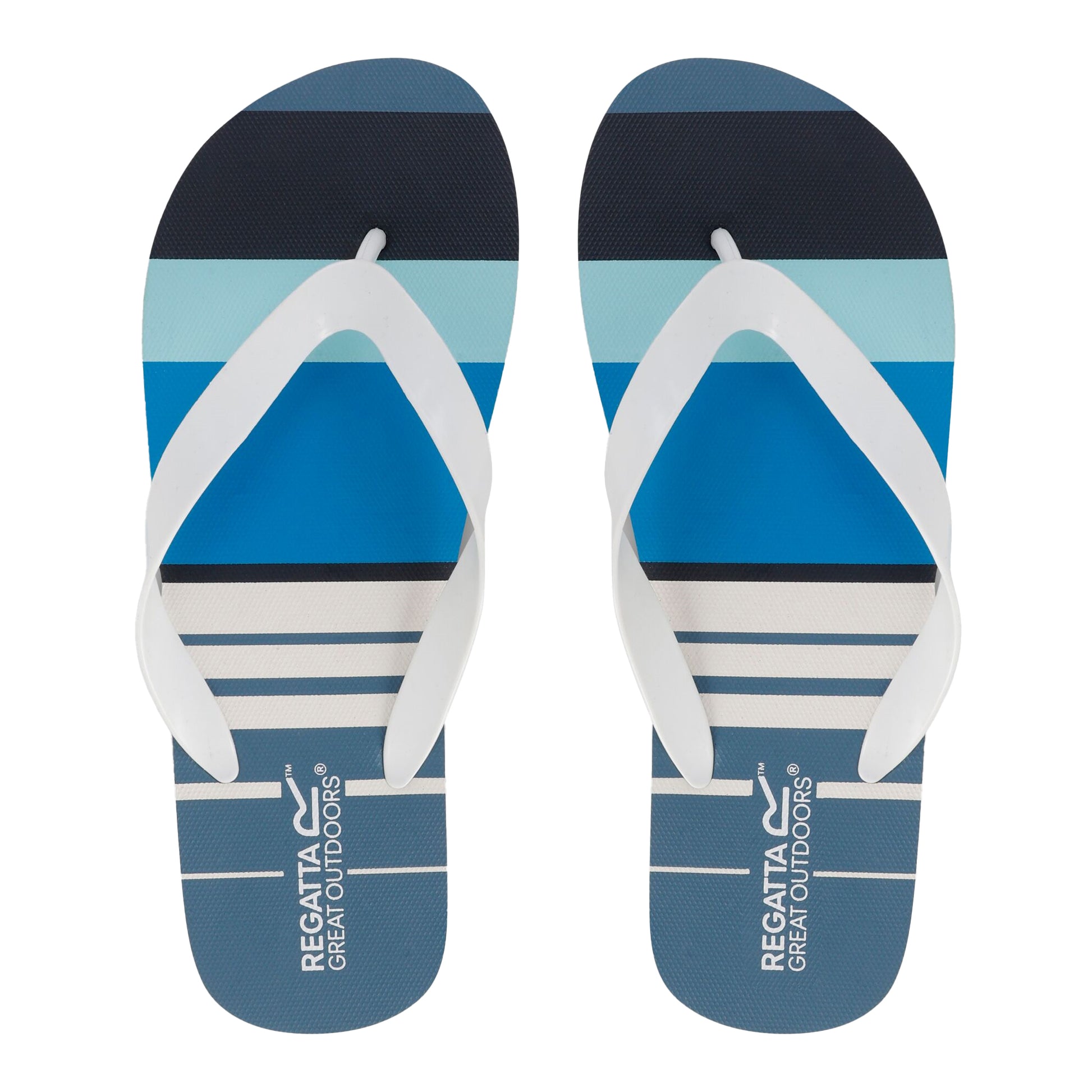 Blue - Side - Regatta Mens Bali Striped Flip Flops