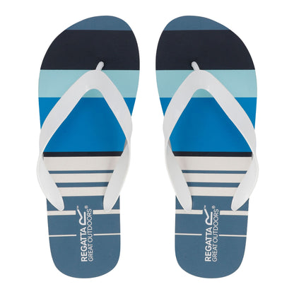 Blue - Side - Regatta Mens Bali Striped Flip Flops