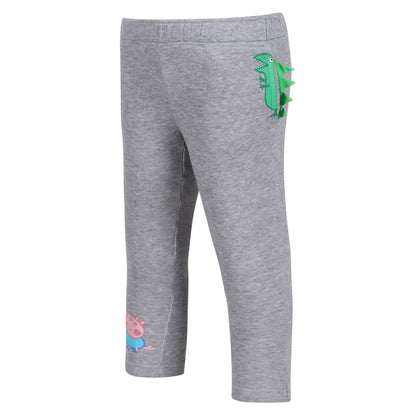 Grey Marl - Side - Regatta Childrens-Kids Marl Peppa Pig Jogging Bottoms