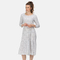 White - Side - Regatta Womens-Ladies Briella Ditsy Print Long-Sleeved Casual Dress