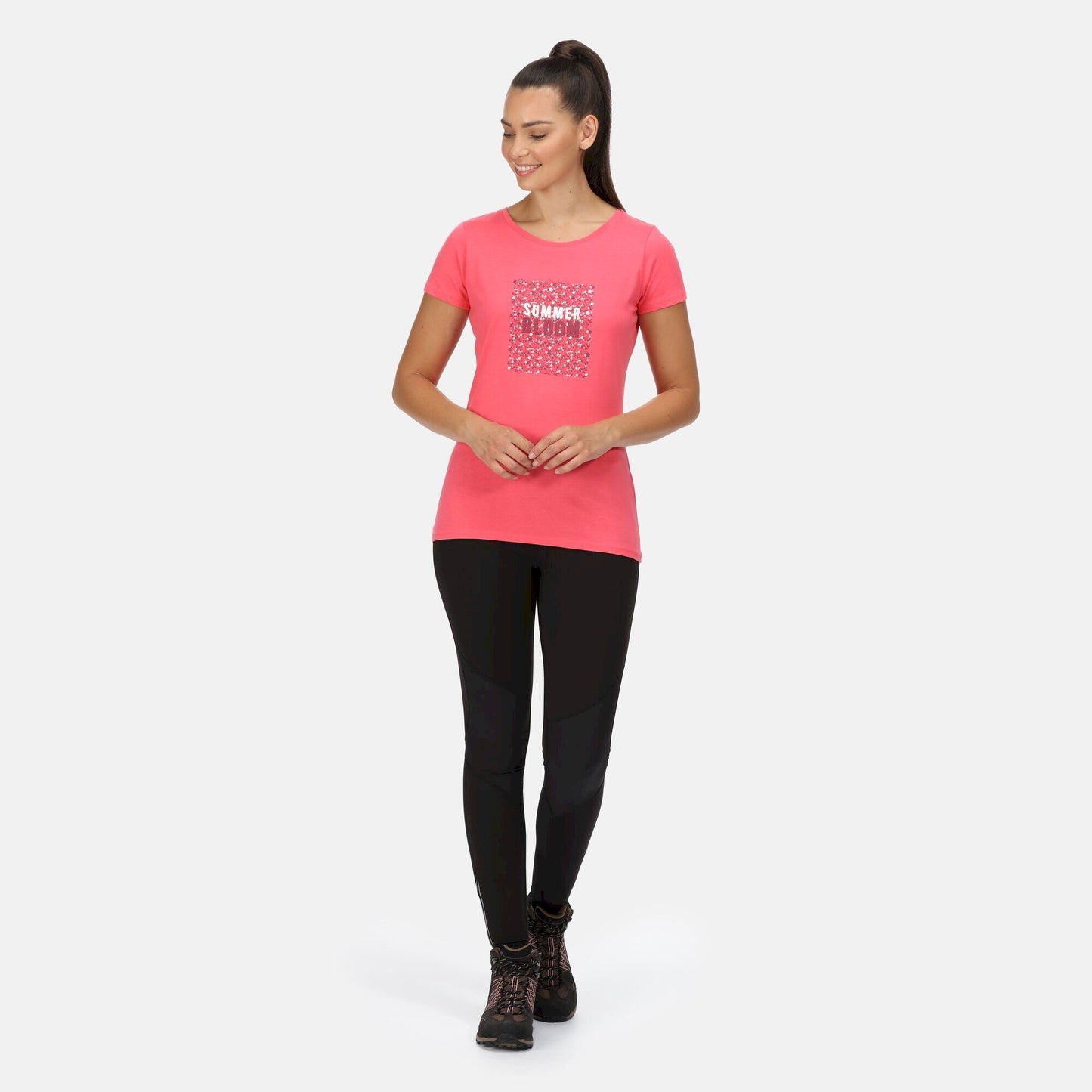 Tropical Pink - Side - Regatta Womens-Ladies Breezed II Floral T-Shirt