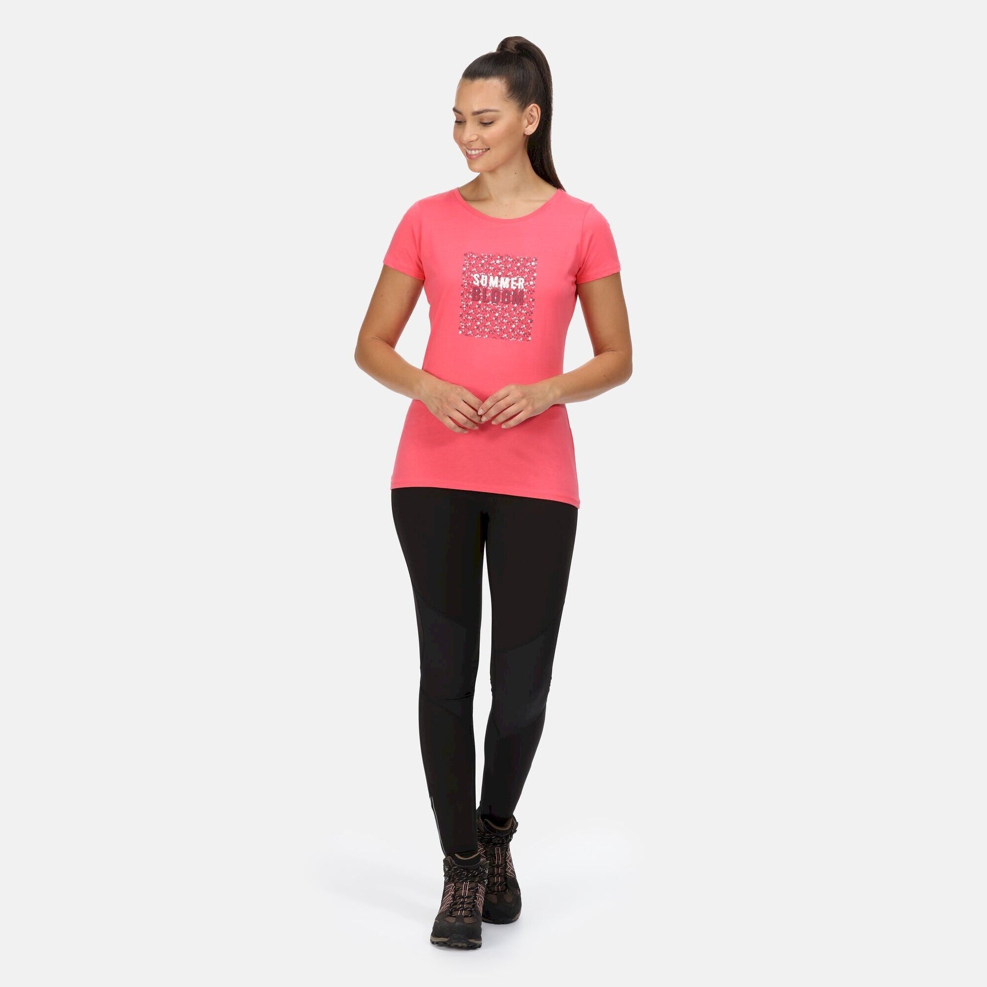Tropical Pink - Side - Regatta Womens-Ladies Breezed II Floral T-Shirt