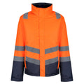 Orange-Navy - Front - Regatta Mens Hi-Vis Waterproof Jacket