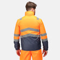 Orange-Navy - Side - Regatta Mens Bomber Waterproof Hi-Vis Jacket