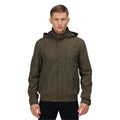 Dark Khaki - Back - Regatta Mens Feelding Linear Waterproof Bomber Jacket