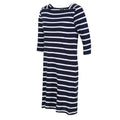 Navy-White - Side - Regatta Womens-Ladies Paislee Stripe Casual Dress