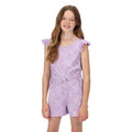 Pastel Lilac - Side - Regatta Childrens-Kids Dasie Animal Print Ruffle Playsuit