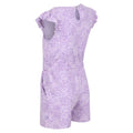 Pastel Lilac - Pack Shot - Regatta Childrens-Kids Dasie Animal Print Ruffle Playsuit