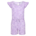 Pastel Lilac - Front - Regatta Childrens-Kids Dasie Animal Print Ruffle Playsuit