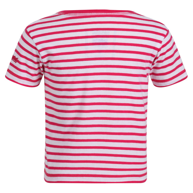 Pink Fusion-White - Back - Regatta Childrens-Kids Peppa Pig Stripe T-Shirt