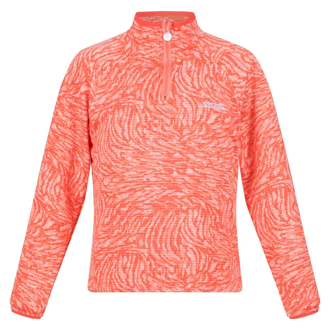 Fusion Coral - Front - Regatta Childrens-Kids Highton Animal Print Half Zip Fleece Top