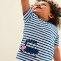 Imperial Blue-White - Lifestyle - Regatta Childrens-Kids Peppa Pig Contrast Striped T-Shirt