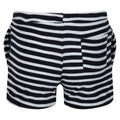 Navy-White - Lifestyle - Regatta Childrens-Kids Dayana Towelling Stripe Casual Shorts