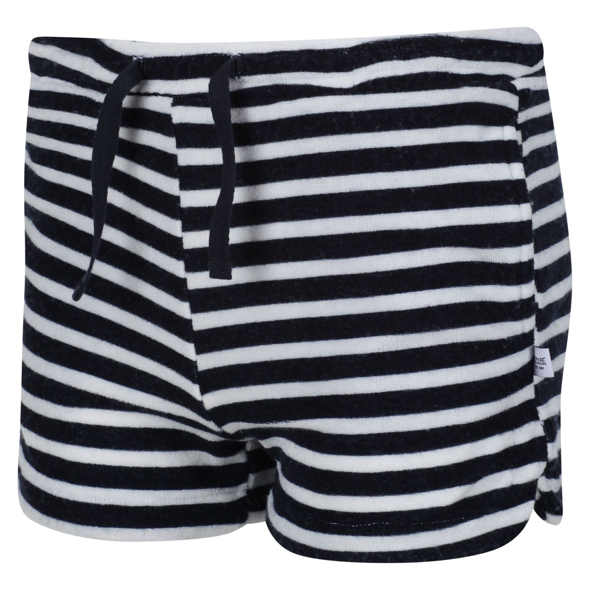 Navy-White - Close up - Regatta Childrens-Kids Dayana Towelling Stripe Casual Shorts