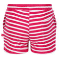 Pink Fusion-White - Lifestyle - Regatta Childrens-Kids Dayana Towelling Stripe Casual Shorts