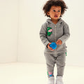 Grey - Side - Regatta Childrens-Kids Peppa Pig Dinosaur Marl Fleece Jacket