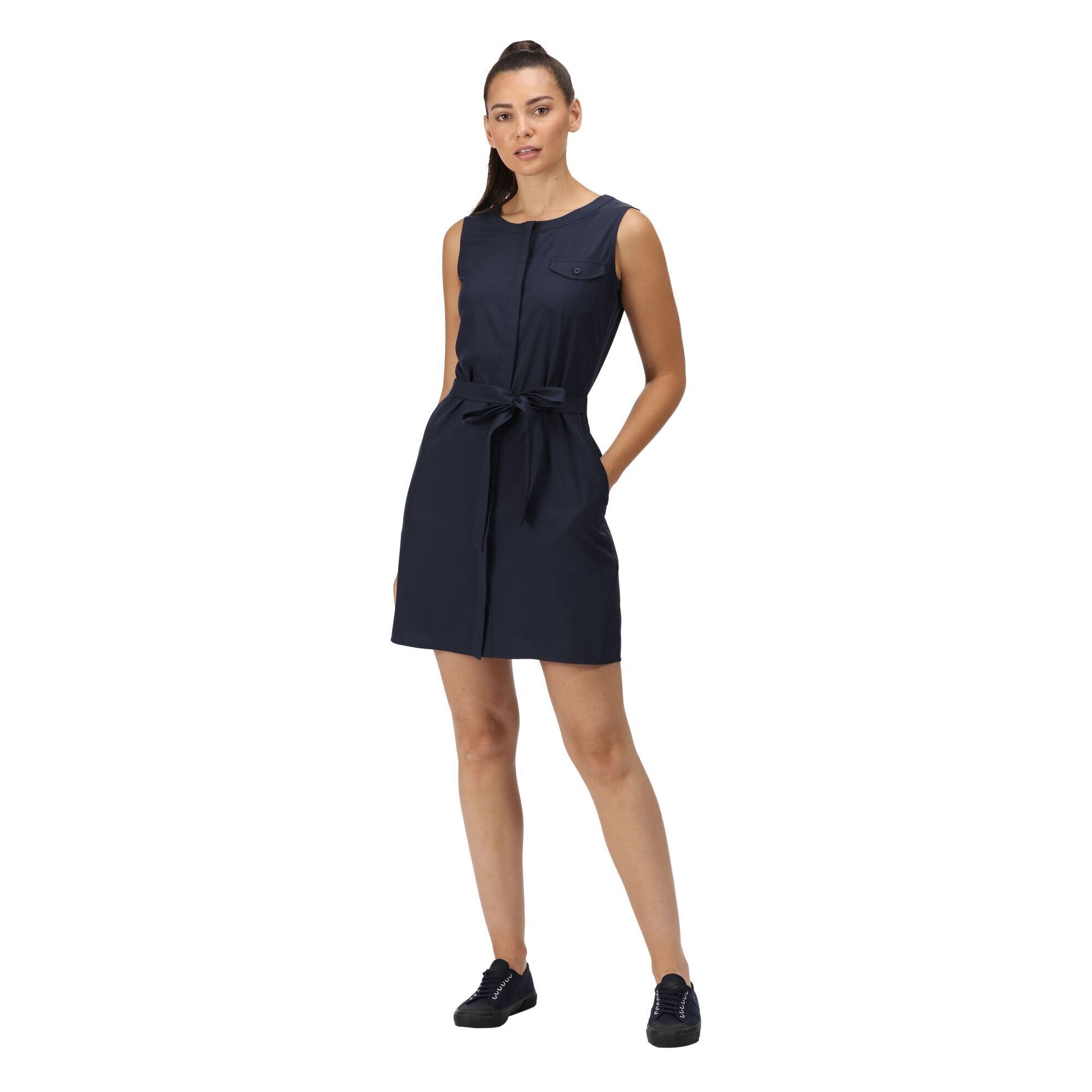 Navy - Back - Regatta Womens-Ladies Highton Stretch Shirt Dress
