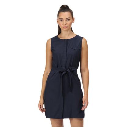 Navy - Side - Regatta Womens-Ladies Highton Stretch Shirt Dress