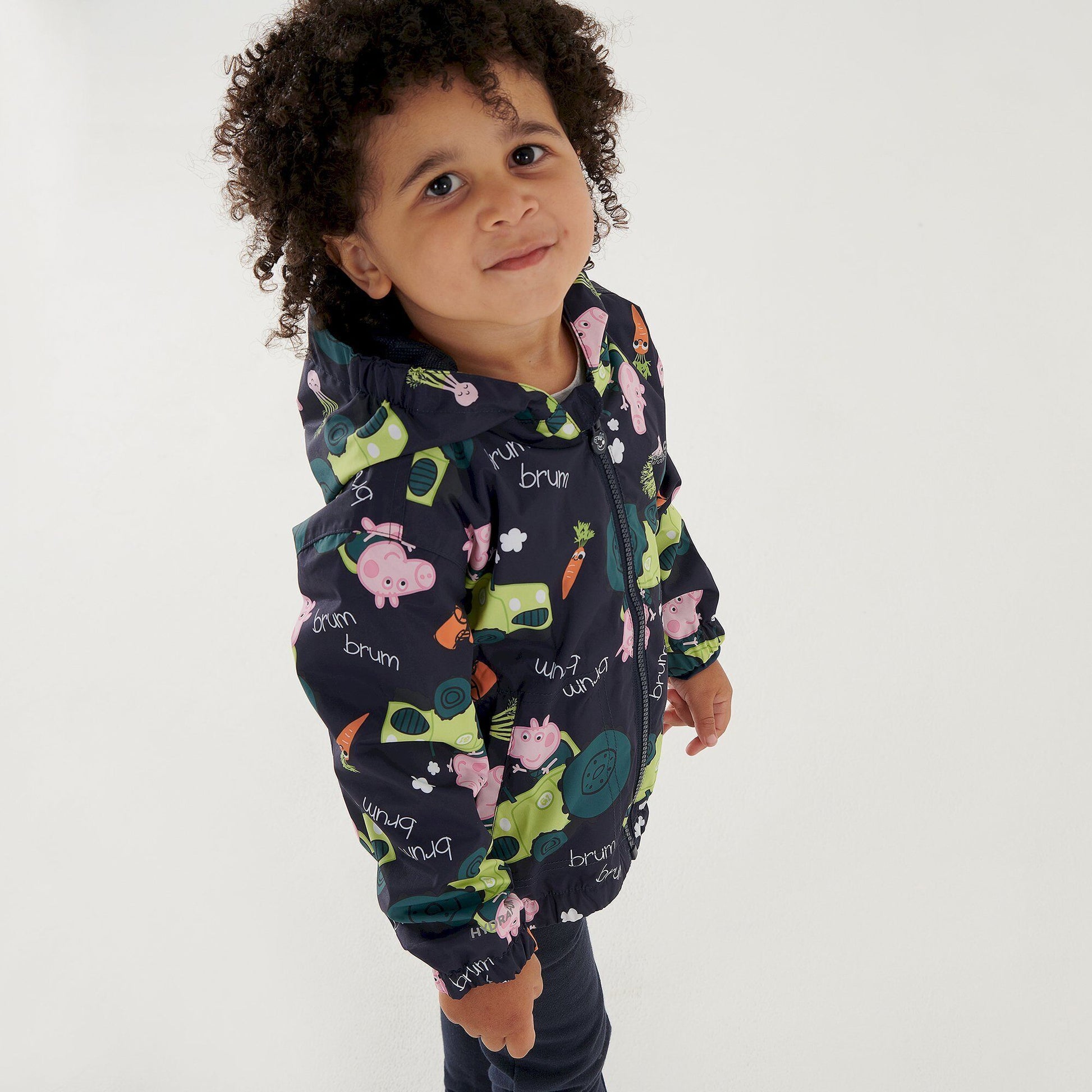 Navy - Back - Regatta Childrens-Kids Peppa Pig Tractor Waterproof Jacket
