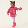 Pink Fusion - Back - Regatta Childrens-Kids Peppa Pig Flowers Waterproof Jacket