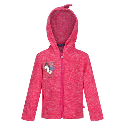 Pink Fusion - Front - Regatta Childrens-Kids Peppa Pig Marl Fleece Full Zip Hoodie