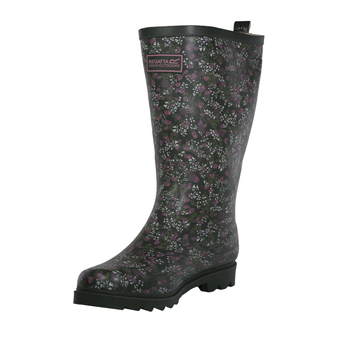 Khaki - Side - Regatta Womens-Ladies Fairweather Cosy Floral Wellington Boots