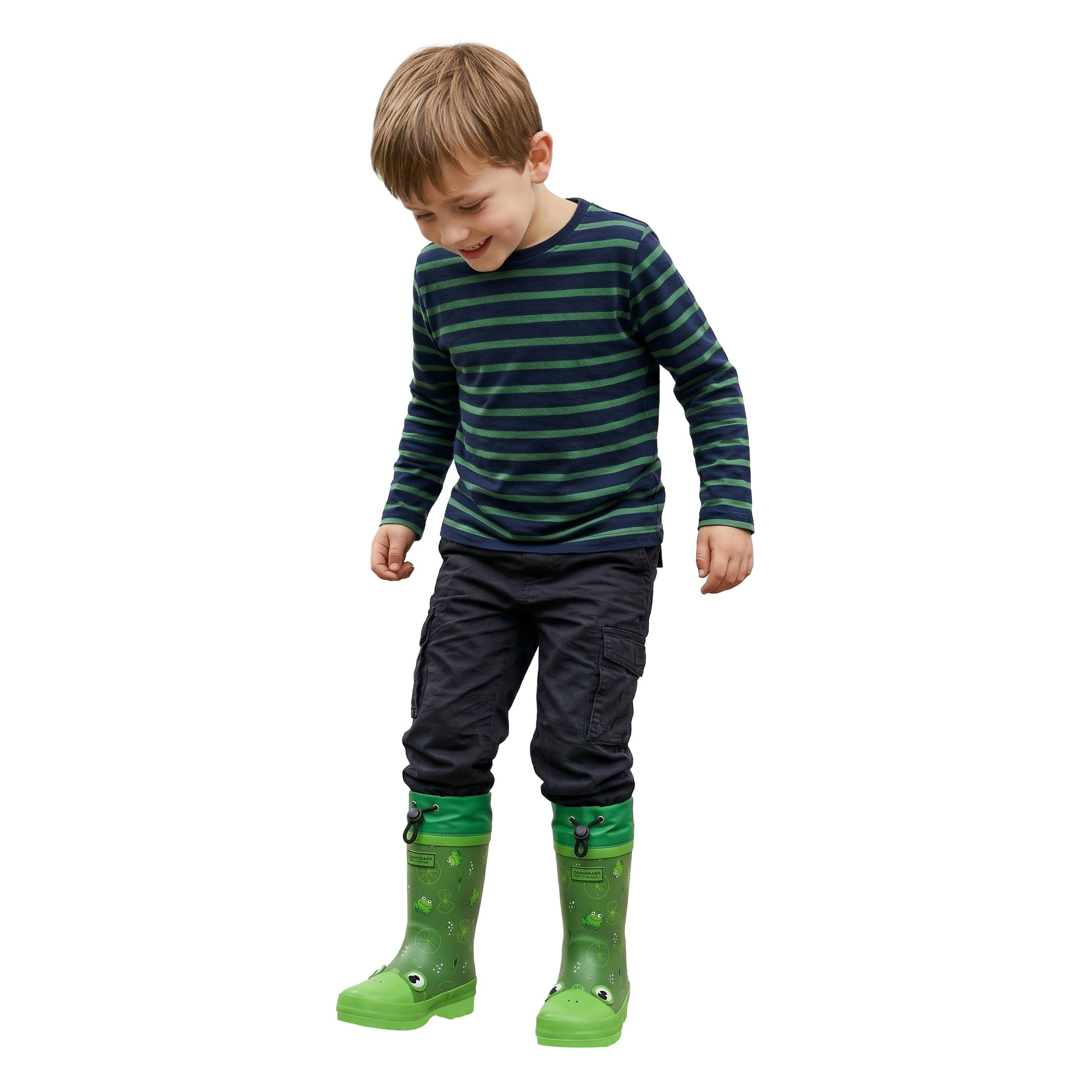 Frog Green - Close up - Regatta Childrens-Kids Mudplay Jnr Frog Square Wellington Boots
