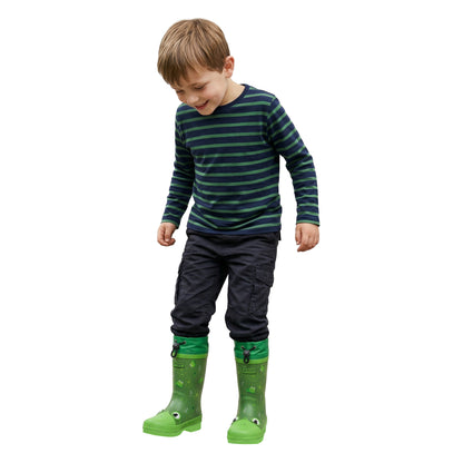 Frog Green - Close up - Regatta Childrens-Kids Mudplay Jnr Frog Square Wellington Boots