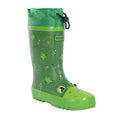 Frog Green - Front - Regatta Childrens-Kids Mudplay Jnr Frog Square Wellington Boots